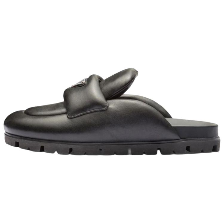 PRADA Soft Padded 20mm Sabots Black Nappa Leather Women's