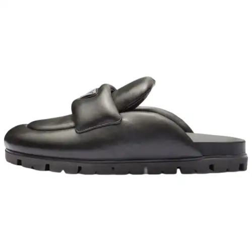PRADA Soft Padded 20mm Sabots Black Nappa Leather Women's