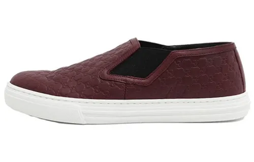 GUCCI Leather Slip on Stylish Skateboarding Shoes Men's Burgundy