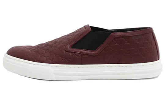 GUCCI Leather Slip on Stylish Skateboarding Shoes Men's Burgundy