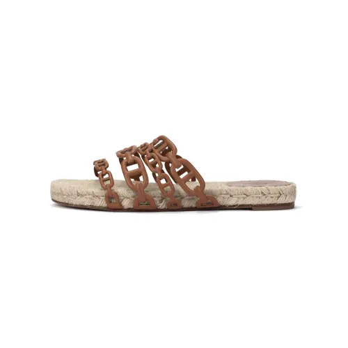 HERMES Ancone Slide Slippers Women's Gold Brown