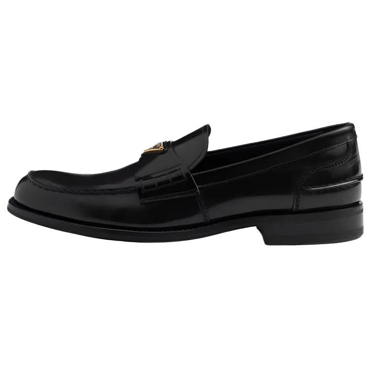 PRADA Leather Loafers Men's Black