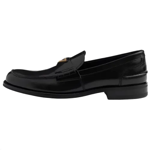 PRADA Leather Loafers Men's Black