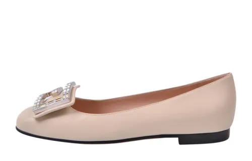 GUCCI Cow Leather Casual Shoes Women's Ecru