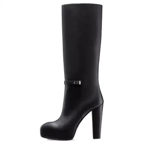 DIOR Edgy Calfskin Knee high Boots 12cm Women's Black