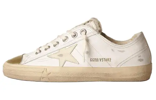 Golden Goose V Star Leather Low top Skateboard Shoes Women's White Distressed