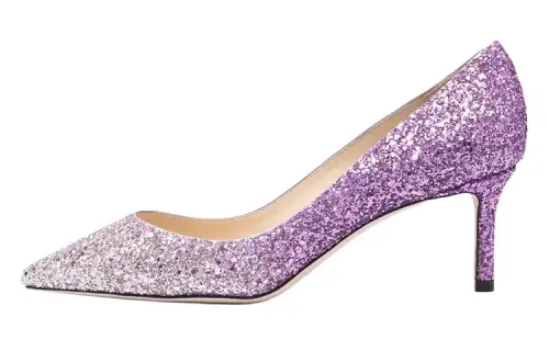 Jimmy Choo Romy Sequins Slim Heel High Heels 6CM Women's White Purple Gradient