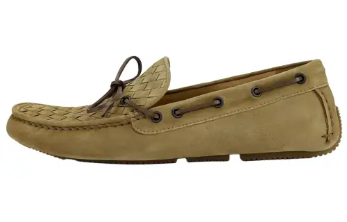 Bottega Veneta Suede Casual Loafers Shoes Men's Mustard Green