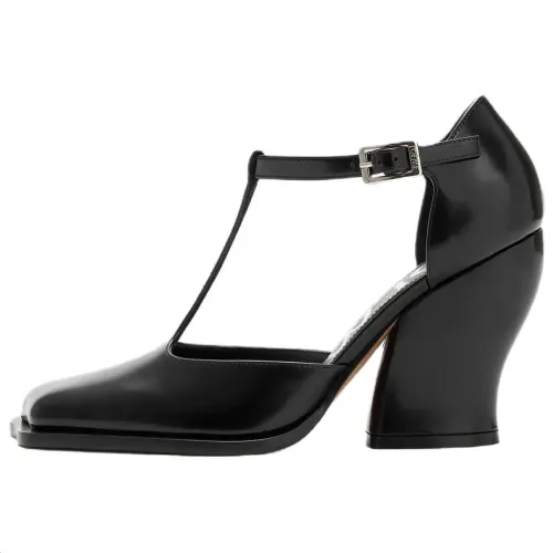 LOEWE Onda Cow Leather Chunky Heel High Heels 9cm Women's Black