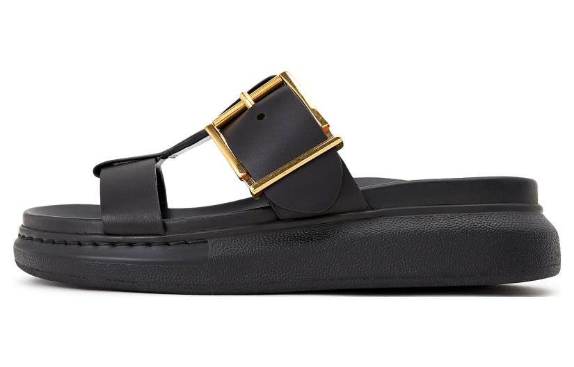 Женские шлепанцы Alexander McQueen Hybrid (черные)
