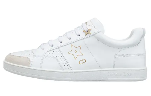 DIOR Star Platform Shoes Leather Low top Stylish Skateboarding Shoes Women's White