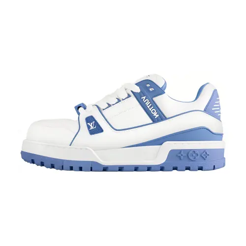 LOUIS VUITTON Trainer Maxi Little Jigglypuff Leather Low top Skateboard Shoes Unisex White Blue