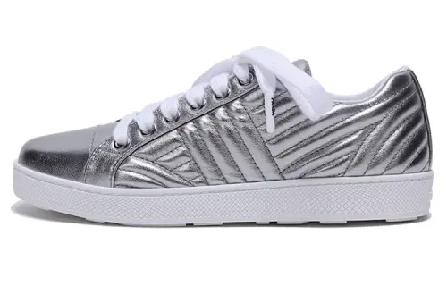 PRADA Leather Sneakers 'Silver' Women's