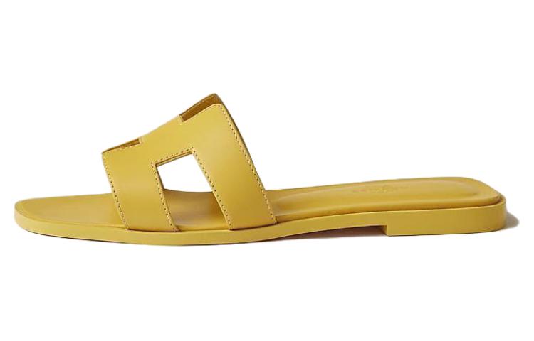 Женские шлепанцы Hermes (желтые)