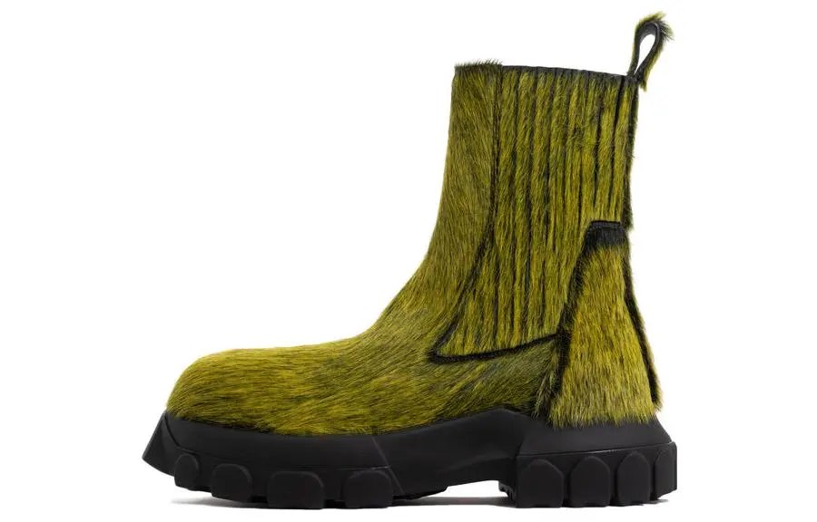 Rick Owens DRKSHDW Suede Short Chelsea Boots Men's Green