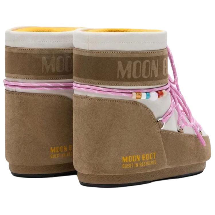 Женские сапоги Moon Boot X Guest In Residence / (коричнево-белые) — фото 3