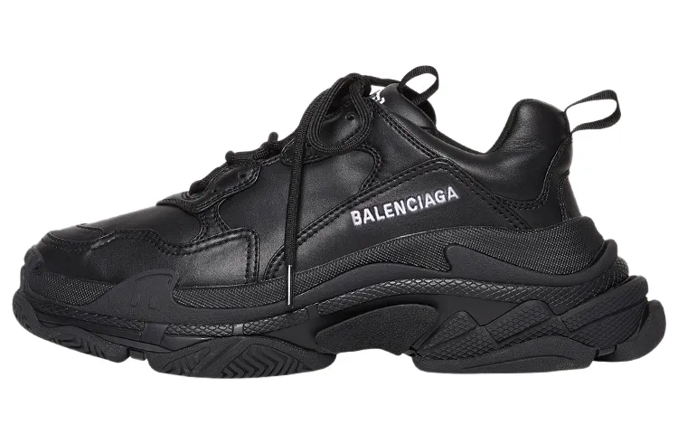 Balenciaga Triple S Synthetic Leather Triple Black Women's