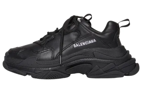 Balenciaga Triple S Synthetic Leather Triple Black Women's