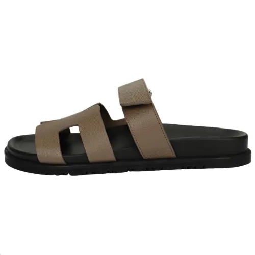HERMES Chypre Comfortable Round Toe Rubber Sole Slide Slippers Men's Elephant Gray