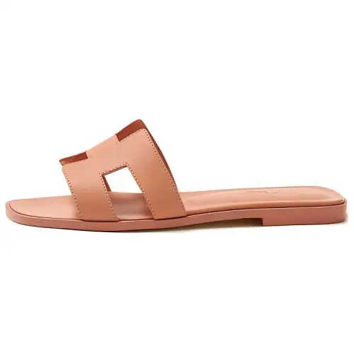 HERMES Oran Sandal Granit Rose Calfskin Leather