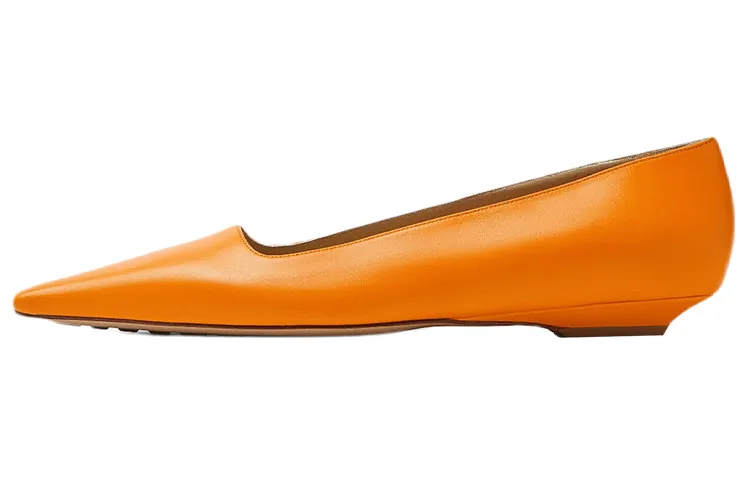 Bottega Veneta Leather Ballet Flat Orange Women's