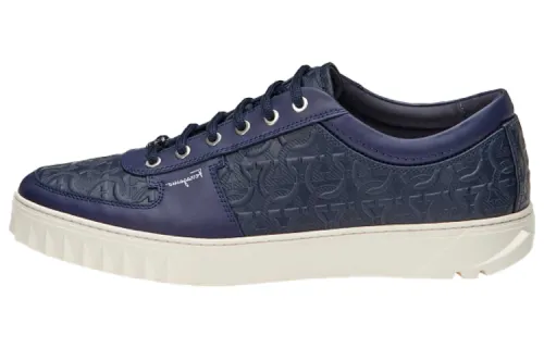 FERRAGAMO Cow Leather Low top Stylish Skateboarding Shoes Men's Blue