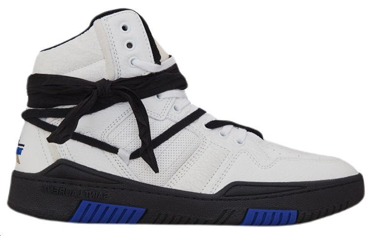 SAINT LAURENT SMITH High top Stylish Skateboarding Shoes Men's White Blue
