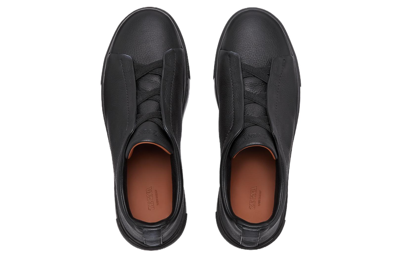 Ermenegildo Zegna Leather Low top Skateboard Shoes Men's Black