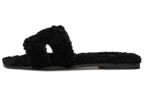 HERMES Oran Slide Slippers Women's Pure Black