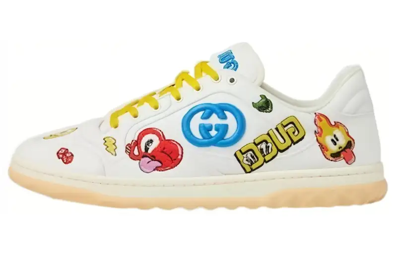 GUCCI MAC80 Canvas Low top Skateboard Shoes Men's Yellow White