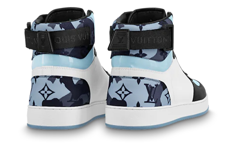 LOUIS VUITTON Rivoli Cow Leather, Textile High top Stylish Skateboarding Shoes Men's Black
