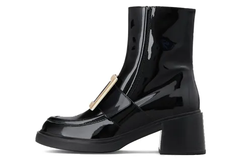 Roger Vivier Metal Buckle Ankle Boots 6cm Women's Black