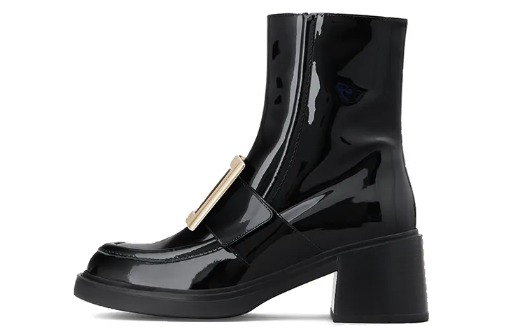 Roger Vivier Metal Buckle Ankle Boots 6cm Women's Black