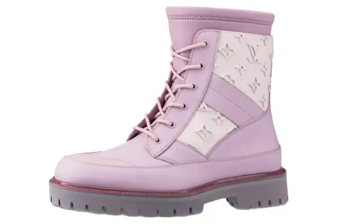 LOUIS VUITTON Landscape Combat Boots Men's Purple Pink