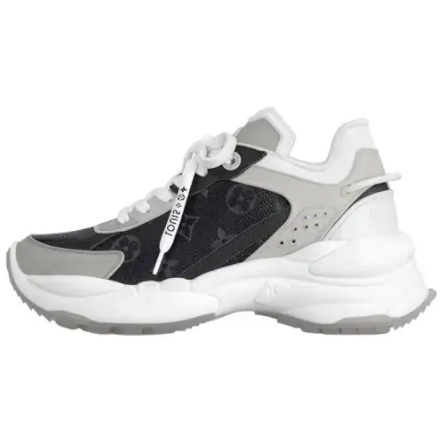 LOUIS VUITTON Run 55 Canvas Low top Casual Shoes Women's Black Gray