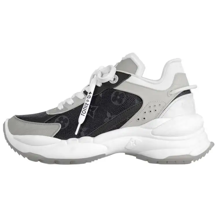 LOUIS VUITTON Run 55 Canvas Low top Casual Shoes Women's Black Gray