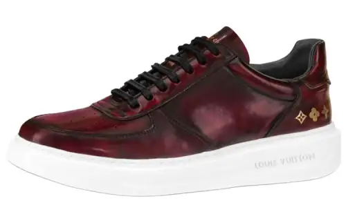 LOUIS VUITTON Beverly Hills Cow Leather Low top Stylish Skateboarding Shoes Men's Red