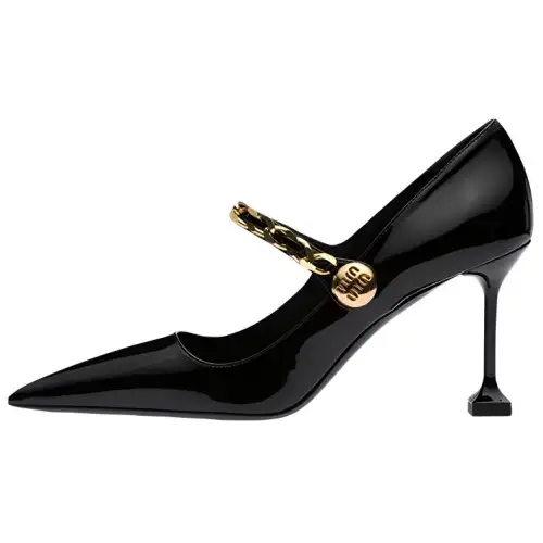 MIU MIU Patent Leather Slim Heel High Heels 8.5cm Women's Black