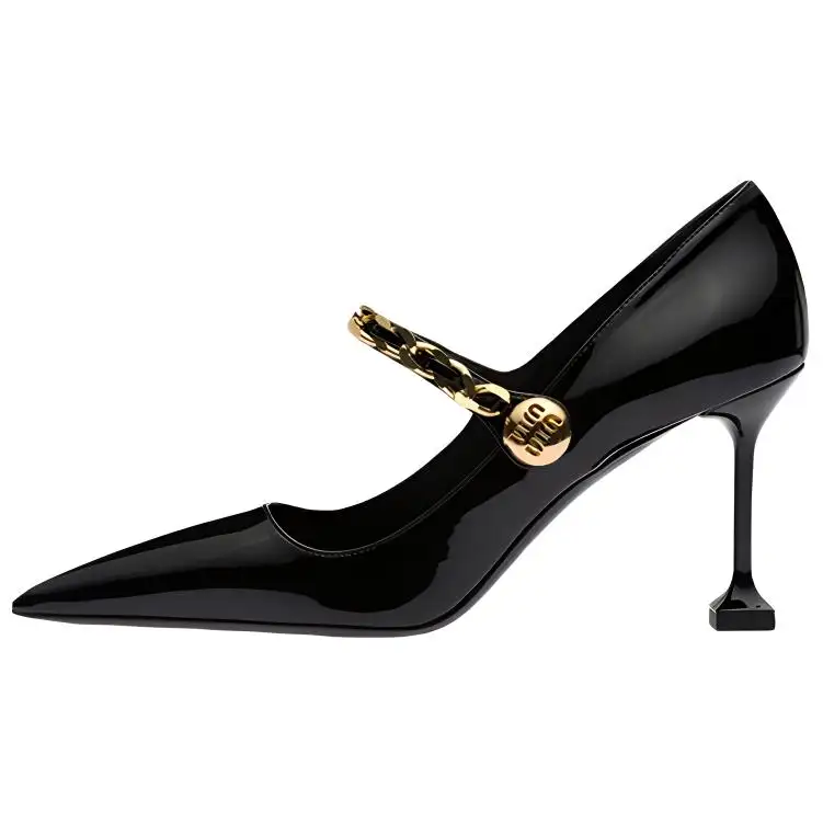 MIU MIU Patent Leather Slim Heel High Heels 8.5cm Women's Black
