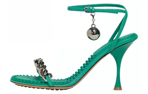 Bottega Veneta Leather One Strap Sandals Women's Cyan
