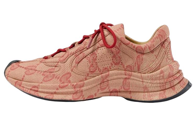 Женские кроссовки Gucci Run (бежево-красные)