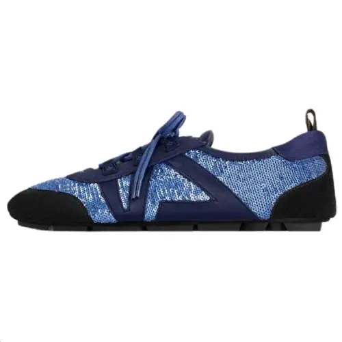LOUIS VUITTON Sneakerina German Army Trainers Cow Leather Low top Casual Shoes Women's Blue