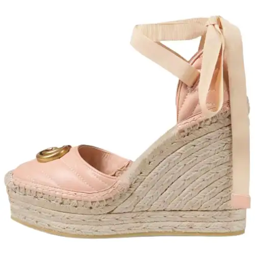 GUCCI GG Marmont Wedge Heel High Heels 12cm Women's Pink