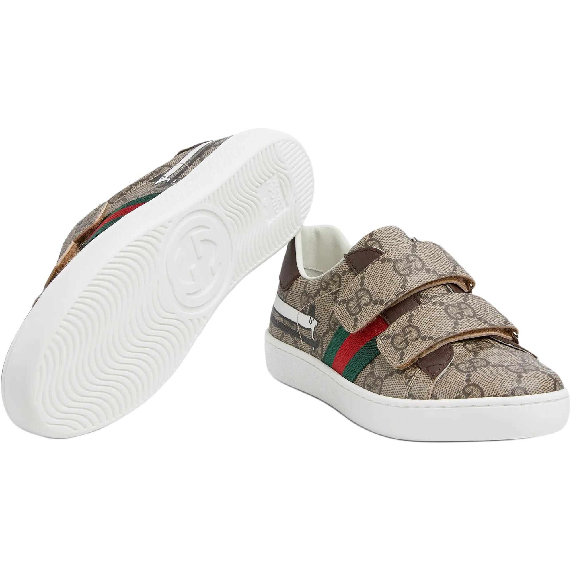 Детские кроссовки Gucci ACE (коричневые) — фото 6