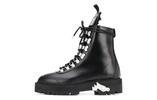 OFF WHITE Cow Leather Ankle Boots Women's Black