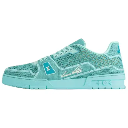 LOUIS VUITTON Trainer Fabric Low top Skateboard Shoes Men's Blue Green