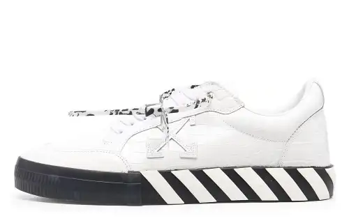 OFF WHITE Vulc Low Croco Leather White Black