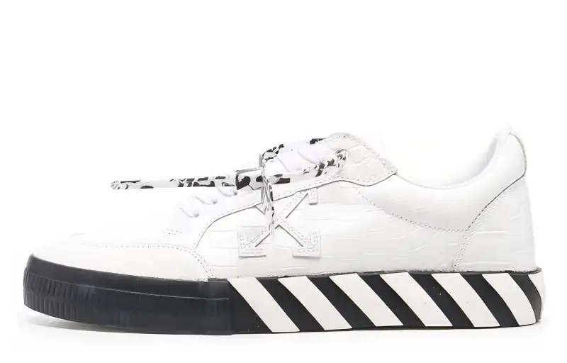 OFF WHITE Vulc Low Croco Leather White Black