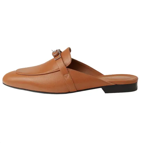 HERMES Oz Closed Toe Slippers Women's Brown