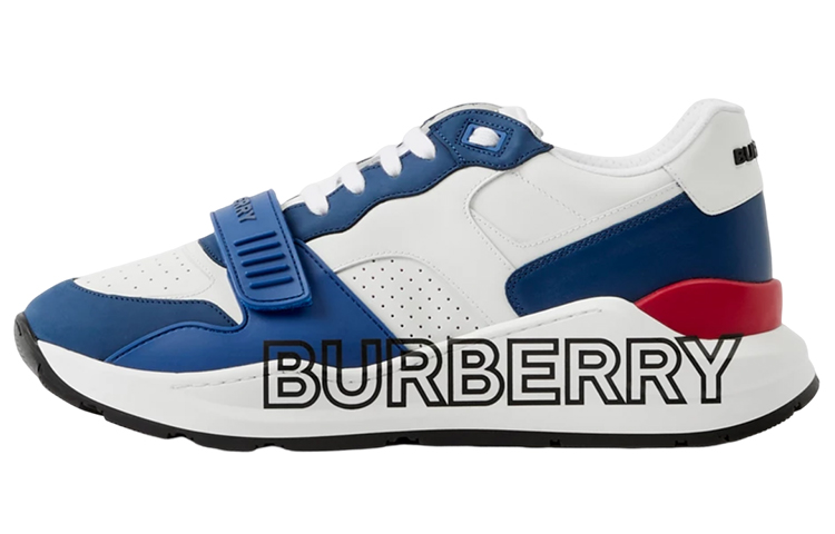 Мужские кроссовки Burberry Logo Print (бело-синие)